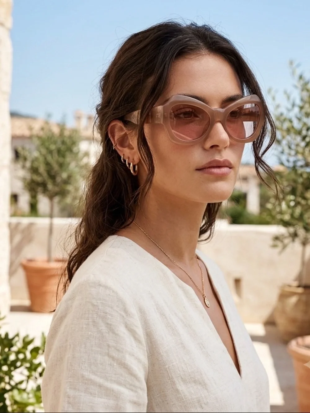 Ulla Johnson Opal Butterfly Sunglasses in Camel Acetate Women’s OS NWT